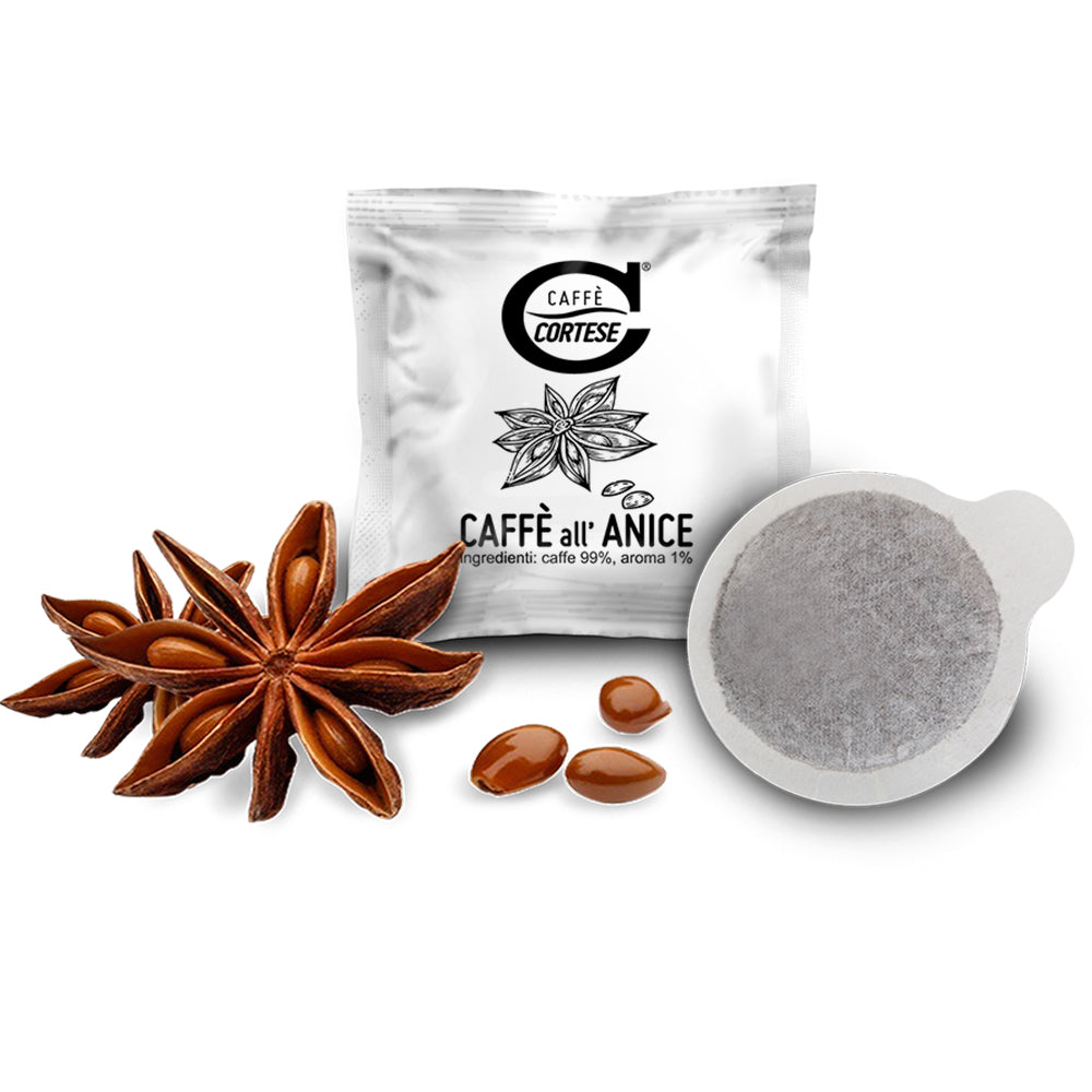 15 Cialde Caffè Cortese compostabili ESE 44 mm - Aromatizzate Anice Caffè Cortese