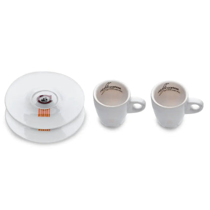 Macchina a cialde Aroma Caffè Cortese + 50 cialde compostabili + 2 tazze e piattini + Topping Nocciola - Caffè Cortese