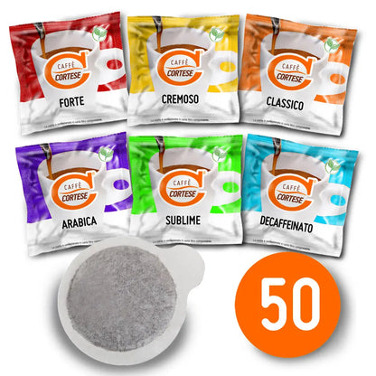 Macchina a cialde Aroma Caffè Cortese + 50 cialde compostabili + 2 tazze e piattini Caffè Cortese